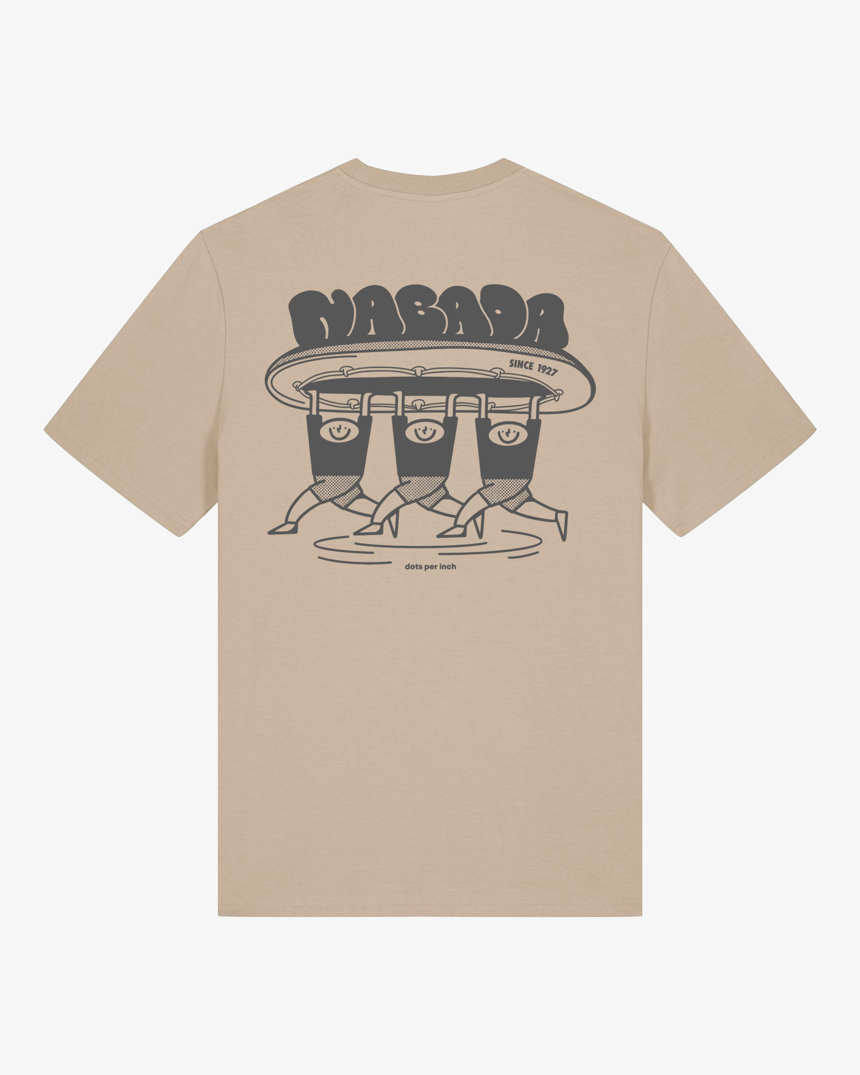 Beiges Shirt mit grauem Print "Nabada", unisex, Rückenansicht