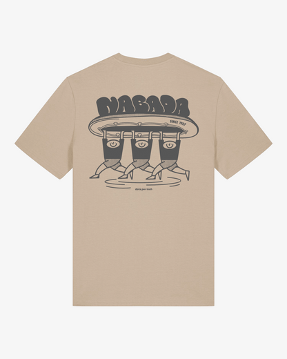 Beiges Shirt mit grauem Print "Nabada", unisex, Rückenansicht